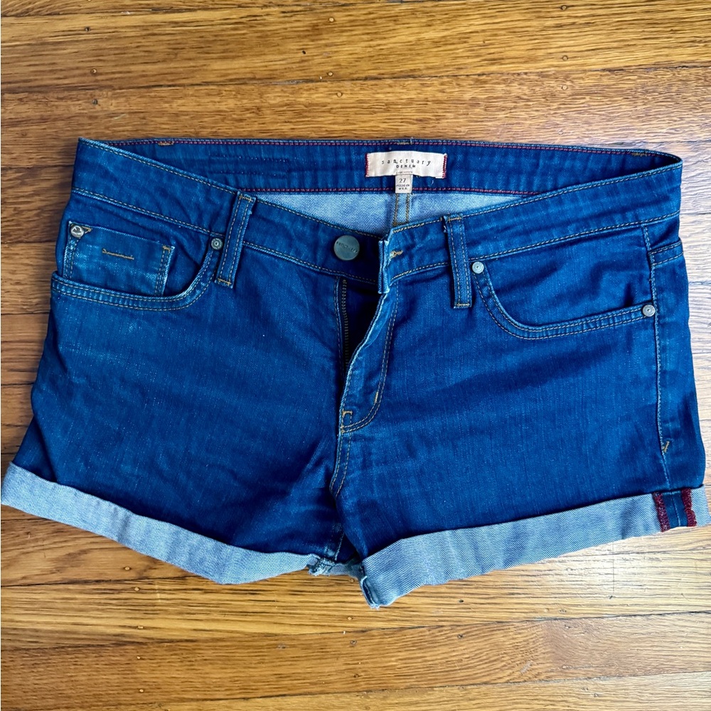 Sanctuary Women's Blue Cuffed Denim Shorts Size 27